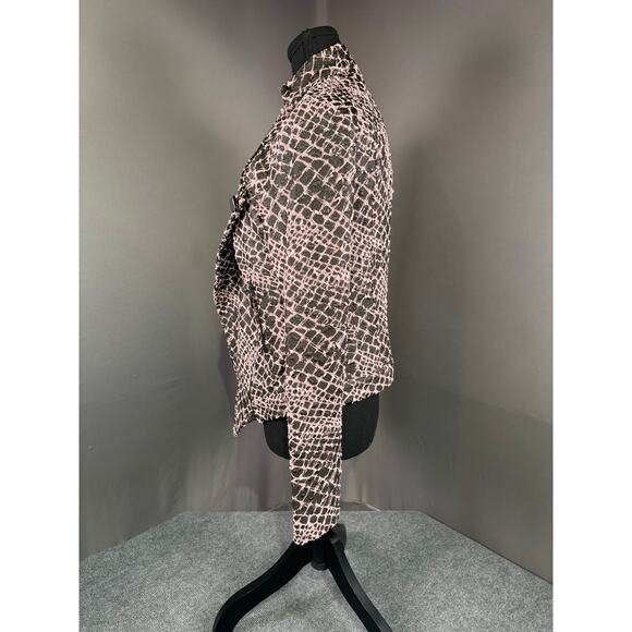 Frank Lyman Blazer Women’s 8 Textured Crocodile Pattern Avant Garde Pink Black - Picture 2 of 12
